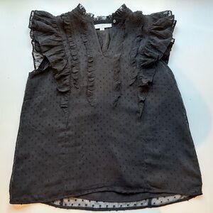 LOFT cotton sleeveless blouse. Black. Double layered. Size S.